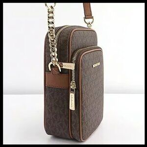New Michael Kors Jet Set Travel Medium Logo Crossbody Bag, MSRP $398